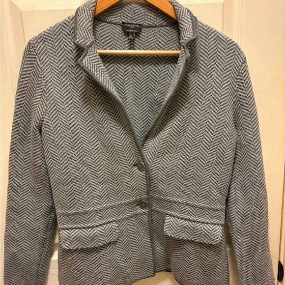 Talbots Pure Merino Wool Gray Herringbone Women's Blazer Sz SP - Picture 1 of 13